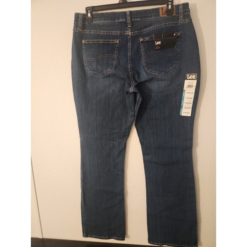 Lee Jeans Womens 16 Bootcut Mid Rise Medium Wash Blue Stretch Denim Casual NWT